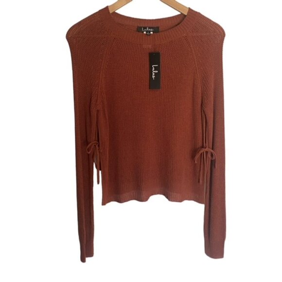 NWT Lulu's Flirt Away Rust Side Tie Sweater Small - Picture 2 of 5